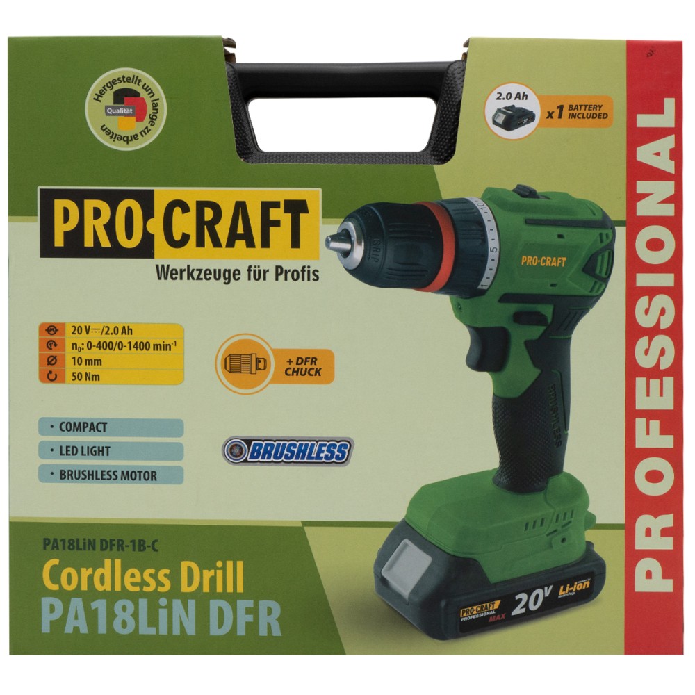 Шуруповерт Procraft PA18LiN DFR з 1 АКБ та ЗП (001813)