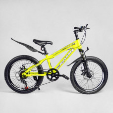 Детский спортивный велосипед 20’’ CORSO «Crank» CR-20501 (1) стальная рама, оборудование Saiguan 7 скоростей, крылья, собран на 75%