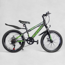 Детский спортивный велосипед 20’’ CORSO «Crank» CR-20704 (1) стальная рама, оборудование Saiguan 7 скоростей, крылья, собран на 75%