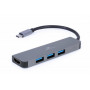 Концентратор USB-C Cablexpert 3хUSB3.1 метал, Grey (A-CM-COMBO2-01) (27590-03)