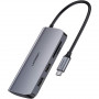Концентратор USB Type-C Ugreen CM212 2xUSB 3.0 + HDMI + RJ45 1000M Ethernet + Cardreader, Gray (50852) (34061-03)