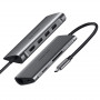 Концентратор USB Type-C Ugreen CM121 3xUSB 3.0 + HDMI + RJ45 1000M Ethernet + Cardreader, Gray (50538) (34064-03)