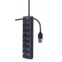 Концентратор USB 3.0 Gembird 7хUSB3.0, з вимикачами, пластик/метал, Black (UHB-U3P7P-01) (32905-03)
