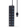 Концентратор USB 3.0 Gembird 7хUSB3.0, з вимикачами, пластик/метал, Black (UHB-U3P7P-01) (32905-03)