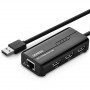 Концентратор USB 3.0 Ugreen 3xUSB 2.0 + RJ45 1000M Ethernet, Black (20264) (33885-03)