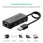 Концентратор USB 3.0 Ugreen 3xUSB 2.0 + RJ45 1000M Ethernet, Black (20264) (33885-03)