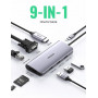 Концентратор USB Type-C Ugreen CM179 3xUSB 3.0 + HDMI + VGA + RJ45 1000M Ethernet + Cardreader, Gray (40873) (34065-03)