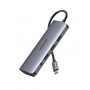 Концентратор USB Type-C Ugreen CM179 3xUSB 3.0 + HDMI + VGA + RJ45 1000M Ethernet + Cardreader + 3.5 мм, Gray (80133) (34066-03)