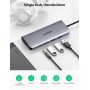 Концентратор USB Type-C Ugreen CM179 3xUSB 3.0 + HDMI + VGA + RJ45 1000M Ethernet + Cardreader + 3.5 мм, Gray (80133) (34066-03)