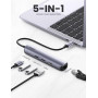 Концентратор USB Type-C Ugreen CM418 2xUSB 3.0 + HDMI + RJ45 1000M Ethernet, Gray (10919) (34057-03)