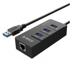 Концентратор USB3.0 Orico (CA912742) HR01-U3-V1-BK-BP Black 3хUSB3.0 + RJ45