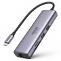 Концентратор USB Type-C Ugreen CM512 2xUSB 3.0 + HDMI + RJ45 1000M Ethernet + Cardreader, Gray (60515) (34058-03)