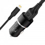 Автомобільний зарядний пристрій SkyDolphin SZ02L Aluminium (2USB, 2.4A) Black (AZP-000071) + кабель Lightning (26670-03)