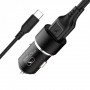 Автомобільний зарядний пристрій SkyDolphin SZ02T Aluminium (2USB, 2.4A) Black (AZP-000072) + кабель Type-C (26671-03)