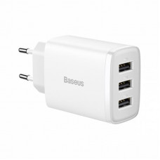 Мережевий зарядний пристрій Baseus Compact (3USB, 3.4A) 17W White (CCXJ020102)
