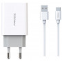 Мережевий зарядний пристрій Proda PD-A28c (2USB 2.4A) White (PD-A28c-WH) + кабель USB Type-C