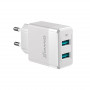 Мережевий зарядний пристрій Grand-X (2xUSB 2.4А) White (CH-50W) (27281-03)