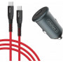 Автомобільний зарядний пристрій Intaleo CCGQPD120T (USB, 3A) Grey (1283126509957) + кабель USB Type С (25312-03)
