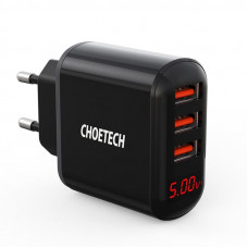 Мережевий зарядний пристрій Choetech (3USBх2.4A) Black (Q5009-EU)