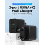 Мережевий зарядний пристрій Vention USB Type C + QC4.0 (18-20W) Black (FBBB0-EU) (31964-03)