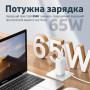 Мережевий зарядний пристрій Remax Ligil Series 65W PD + QC Fast Charger White (RP-U55) (34874-03)