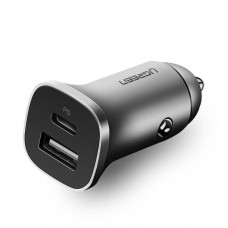 Автомобільний зарядний пристрій Ugreen CD130 (2xUSB 20W (USB-C+USB-A) QC 3.0+ Gray (30780)