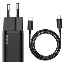 Мережевий зарядний пристрій Baseus Super Si Quick Charger 1C (1USB-C) 25W Black (TZCCSUP-L01) + кабель Type-C