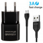 Мережевий зарядний пристрій Grand-X (1xUSB 3.6В-12В/1.5А-3А) Black (CH-550BM) + кабель MicroUSB (21429-03)